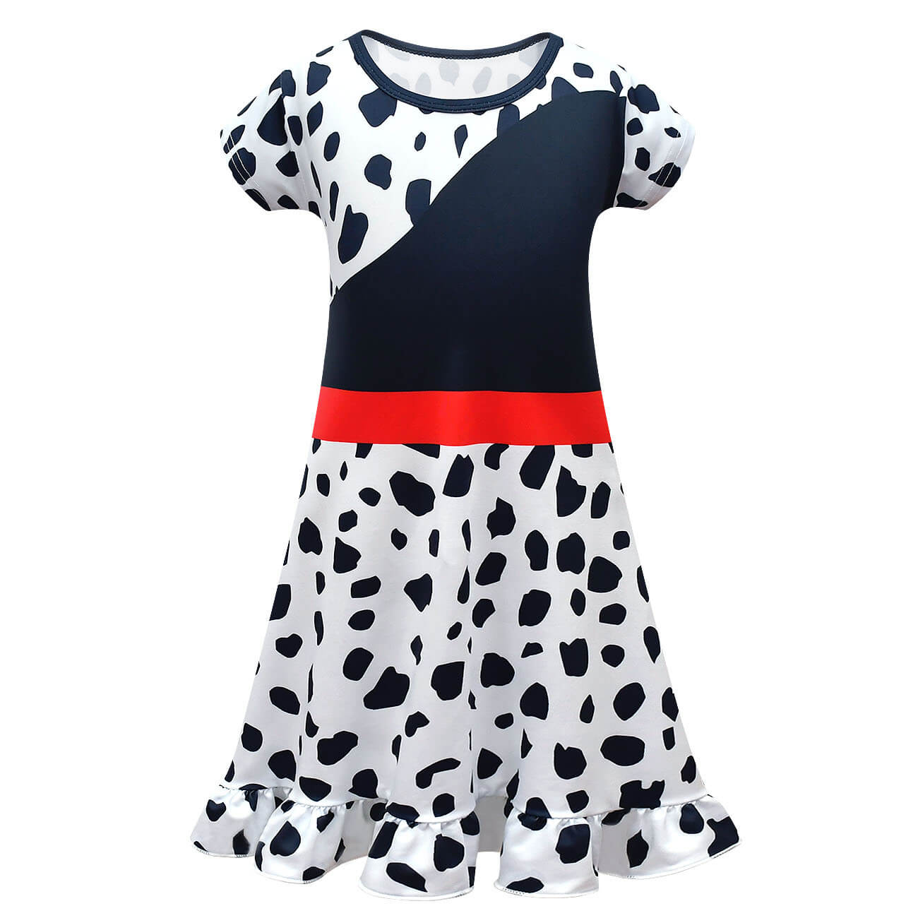 Kids Cruella Dress 2021 Cruella Dalmatian Dress Girls Halloween Cosplay Costumes - Image 9