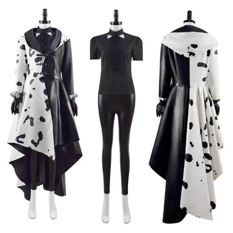 2021 Cruella Dalmatian Coat Costume Cruela Devil Halloween Costumes Ideas - Image 2
