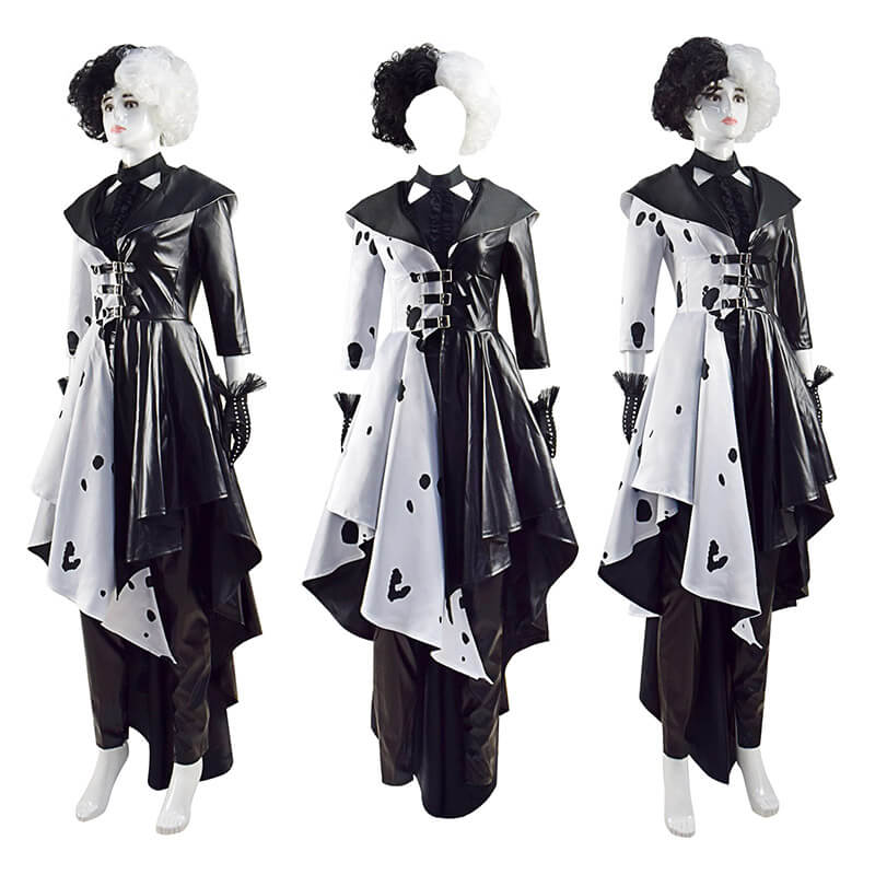 2021 Cruella Dalmatian Coat Costume Cruela Devil Halloween Costumes Ideas