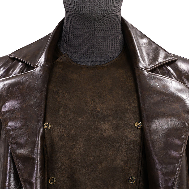 Spider Man Noir Cosplay Costume Brown Leather Halloween Outfit - Image 15