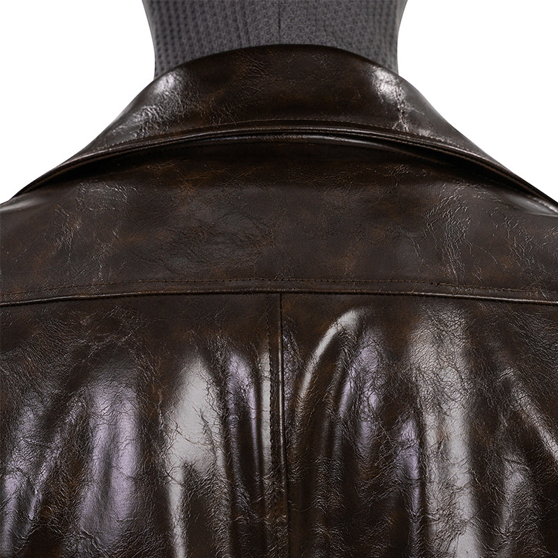 Spider Man Noir Cosplay Costume Brown Leather Halloween Outfit - Image 30