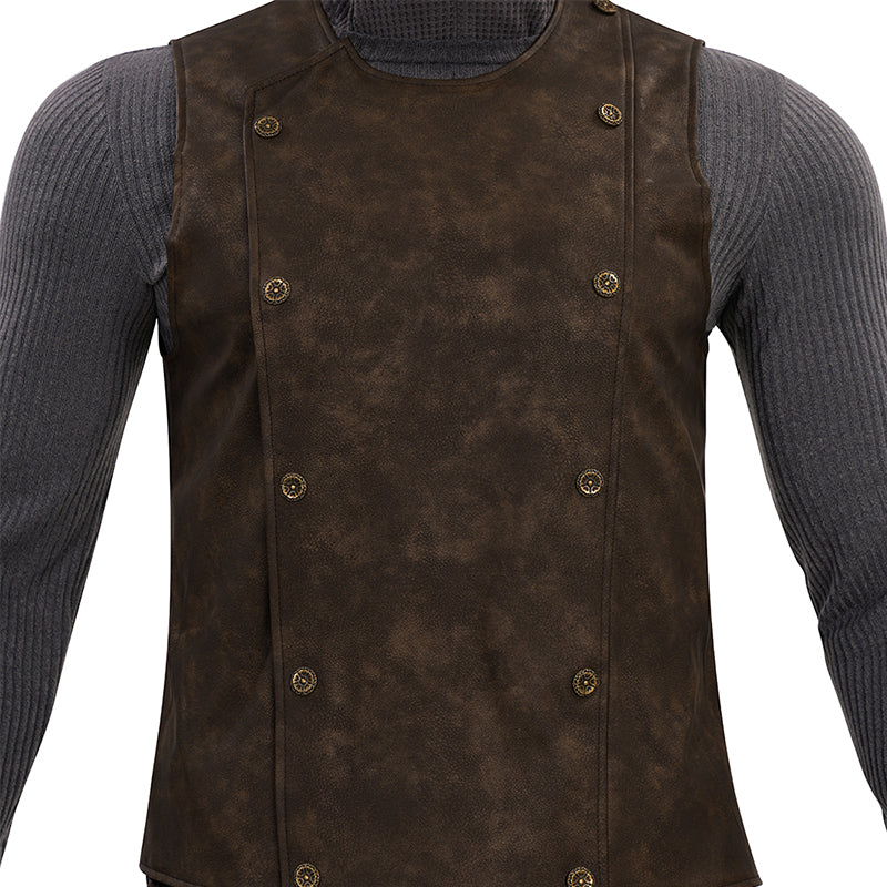 Spider Man Noir Cosplay Costume Brown Leather Halloween Outfit - Image 32