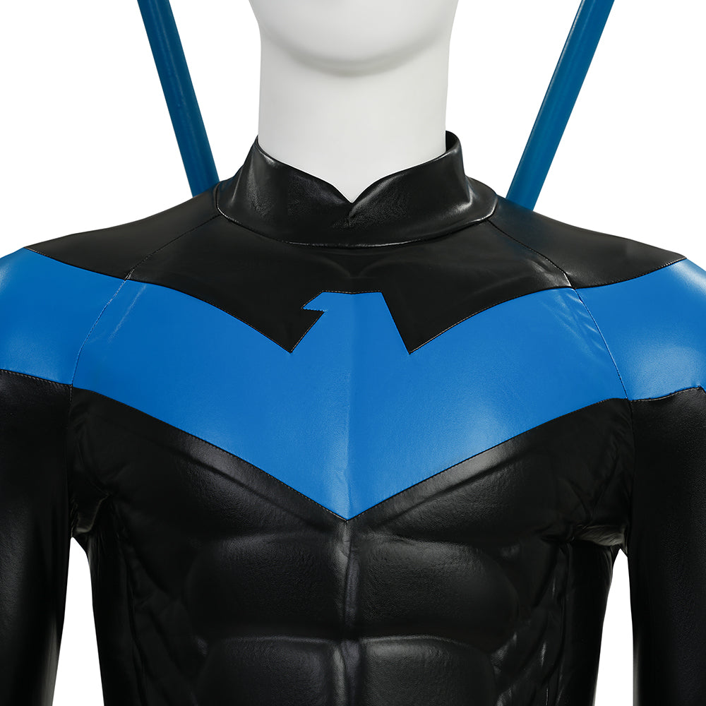 Dick Grayson Nightwing Cosplay Costume Nightwing Blue Leather Jumpsuit - Image 16