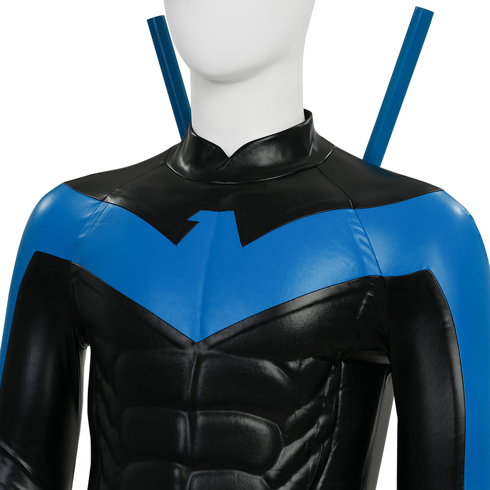 Dick Grayson Nightwing Cosplay Costume Nightwing Blue Leather Jumpsuit - Image 15