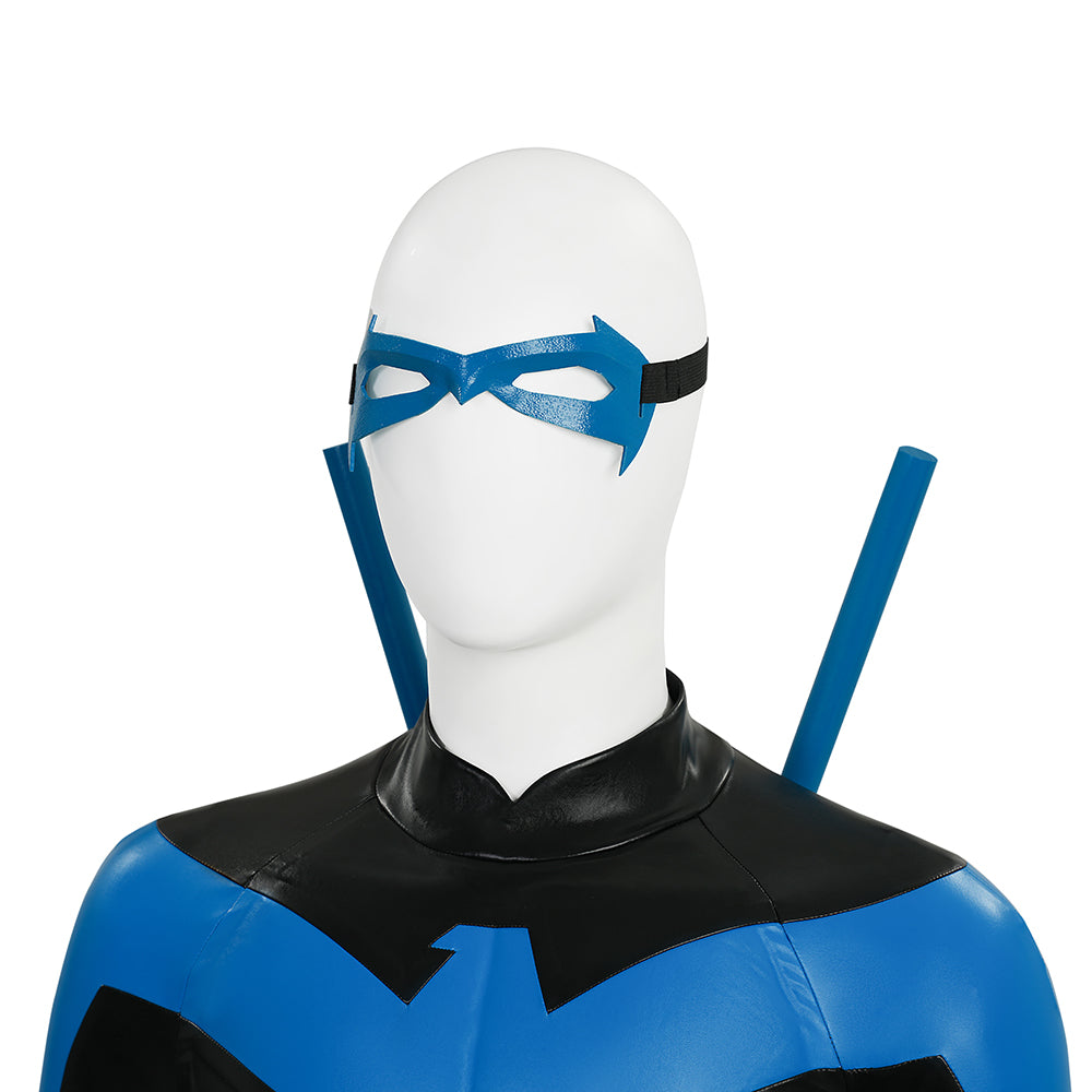 Dick Grayson Nightwing Cosplay Costume Nightwing Blue Leather Jumpsuit - Image 12