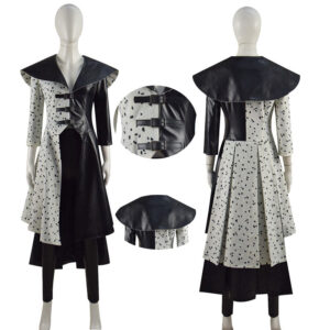 2021 Cruella Costume Dalmatian Coat Emma Stone Cruela Devil Cosplay Costumes Ideas
