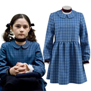 Girls Halloween Costume Esther Orphan Blue Plaid Dress Adults Women Cosplay