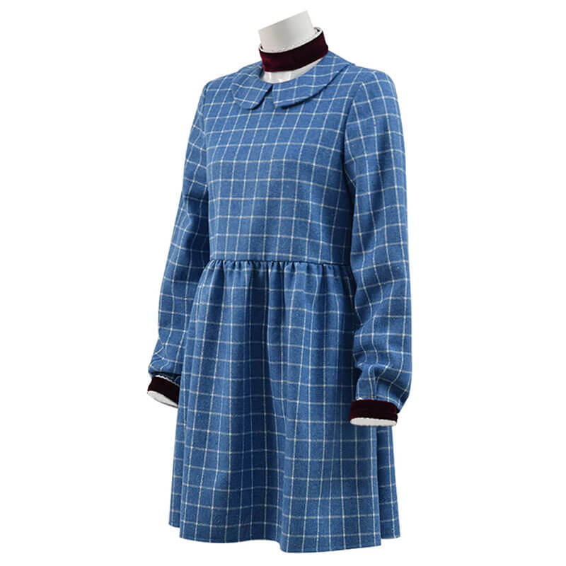 Girls Halloween Costume Esther Orphan Blue Plaid Dress Adults Women Cosplay - Image 2