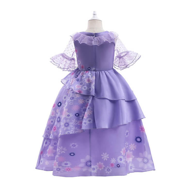 Girls Encanto Isabela Costumes Isabela Madrigal Halloween Print Dress Cosplay Outfit - Image 3