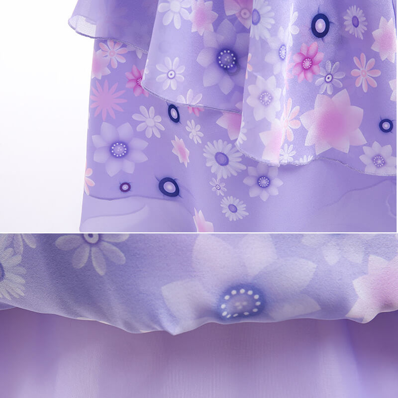Girls Encanto Isabela Costumes Isabela Madrigal Halloween Print Dress Cosplay Outfit - Image 6