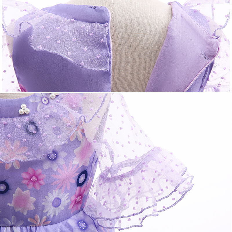 Girls Encanto Isabela Costumes Isabela Madrigal Halloween Print Dress Cosplay Outfit - Image 5