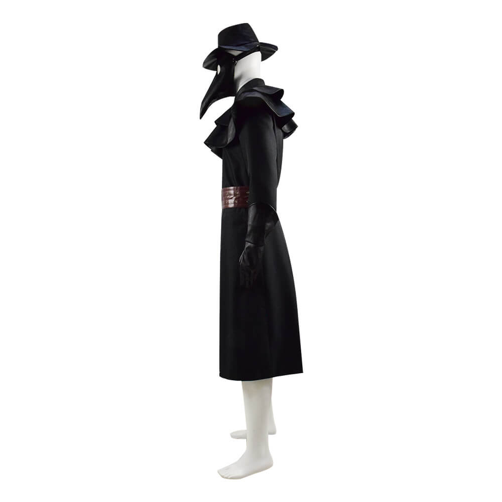 Halloween Plague Doctor Costume Outfit Cosplay Beak Mask Hat - Image 13