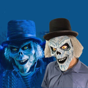 Hatbox Ghost Mask Halloween Scariest Mask Latex Cosplay Prop with Hair