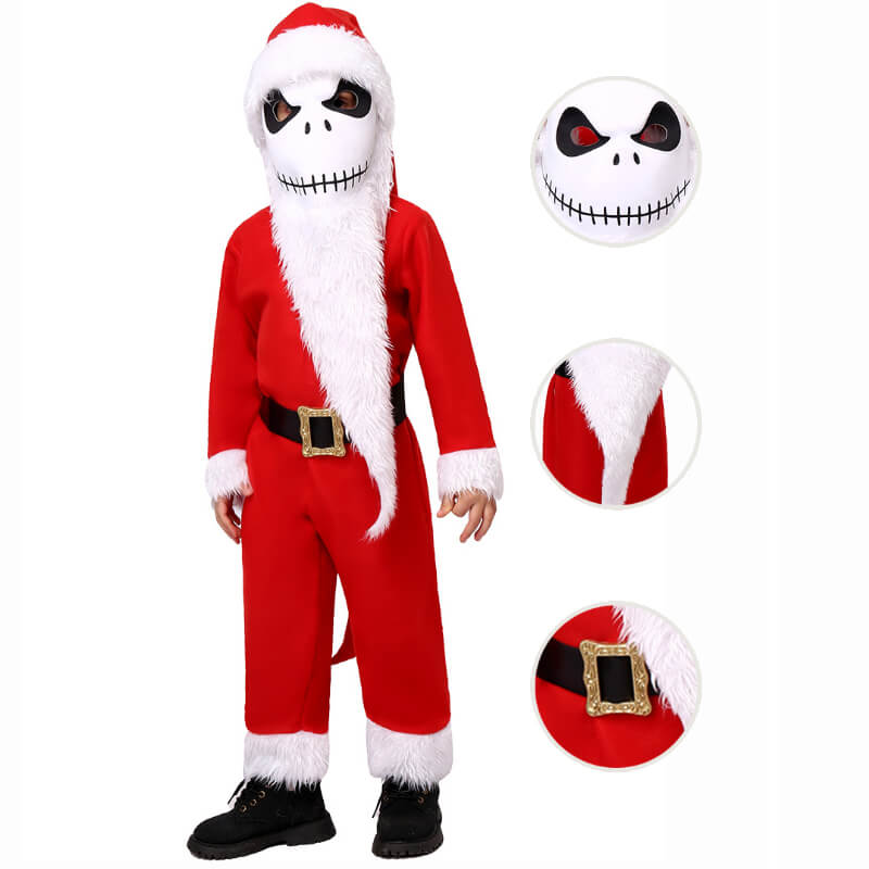 Adults Kids Jack Skellington Santa Claws Costume The Nightmare Before Christmas Mask with Hat - Image 7