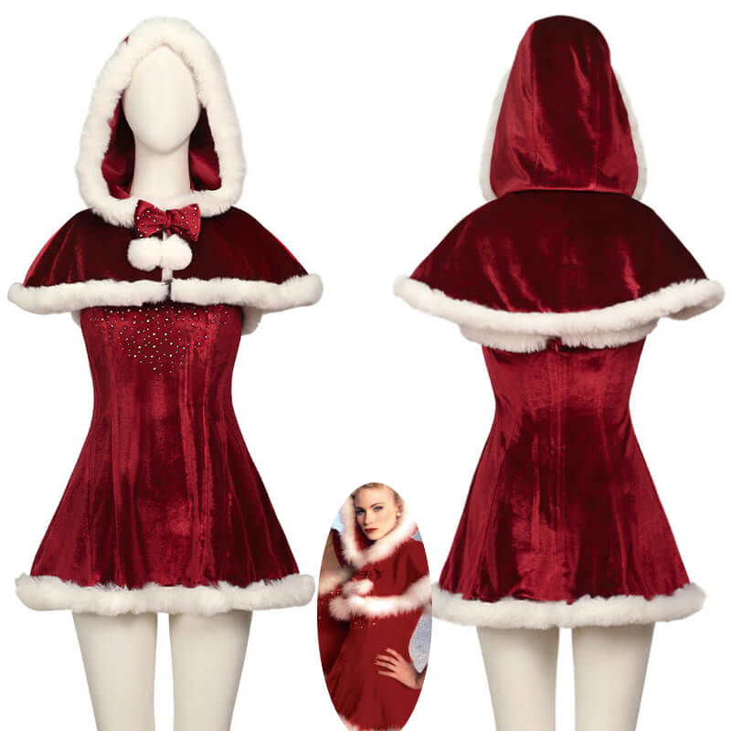 2023 Love Actually Christmas Costume Dress with Cape Adults - Image 2