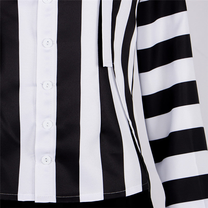 Lydia Deetz Dress Beetlejuice Lydia Black White Stripe Cosplay Costume Halloween Carnival Suit - Image 13