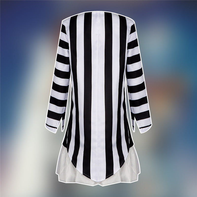 Lydia Deetz Dress Beetlejuice Lydia Black White Stripe Cosplay Costume Halloween Carnival Suit - Image 4