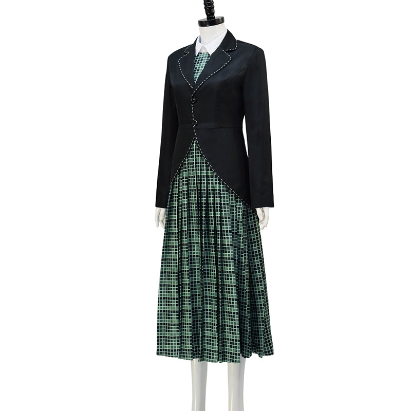 BeetleJuice The Maitlands Lydia Deetz Cosplay Costume Green Black Halloween Party Suit - Image 4