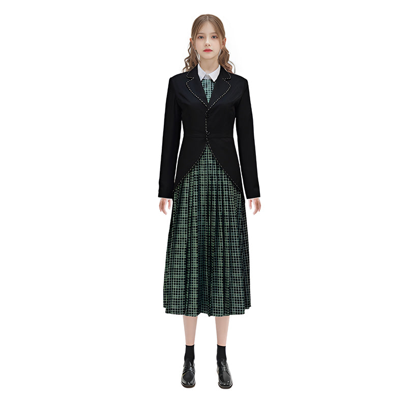 BeetleJuice The Maitlands Lydia Deetz Cosplay Costume Green Black Halloween Party Suit - Image 2