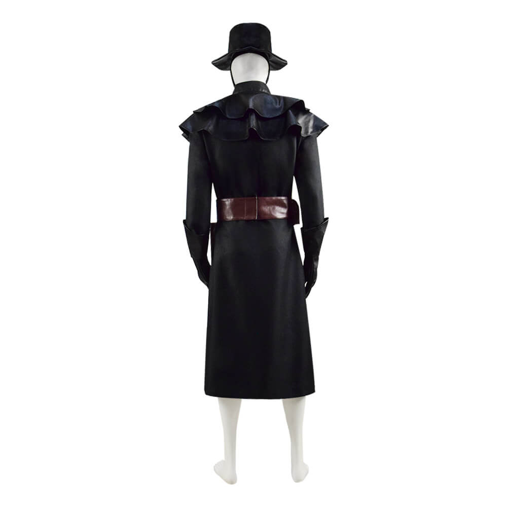 Halloween Plague Doctor Costume Outfit Cosplay Beak Mask Hat - Image 4