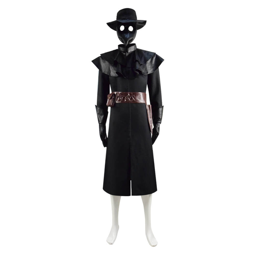 Halloween Plague Doctor Costume Outfit Cosplay Beak Mask Hat - Image 11