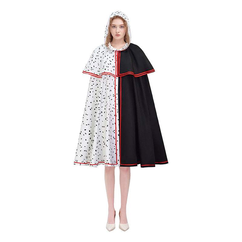 Spot Cloak Black White Clashing Cosplay Costume Halloween Party Outfits - Image 3