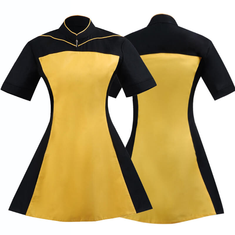 Star Trek TNG Yellow Uniform Dress Skant Uniform Cosplay Costume