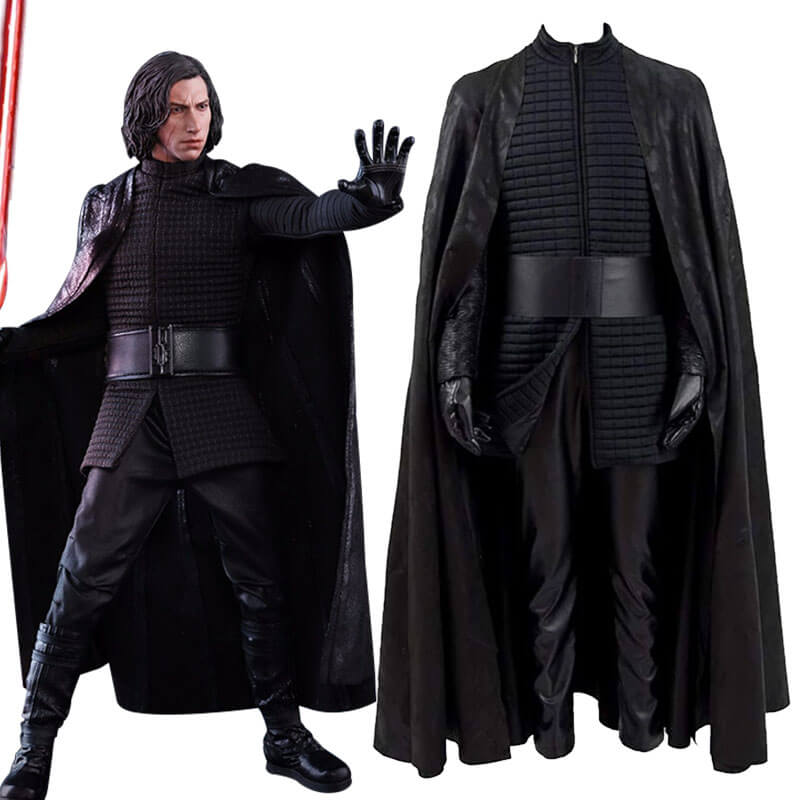 Star Wars Kylo Ren Cosplay Costume Halloween PU Outfits with Cloak for Men