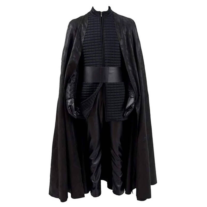 Star Wars Kylo Ren Cosplay Costume Halloween PU Outfits with Cloak for Men - Image 2