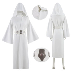 Star Wars Princess Leia White Robe Halloween Cosplay Outfit