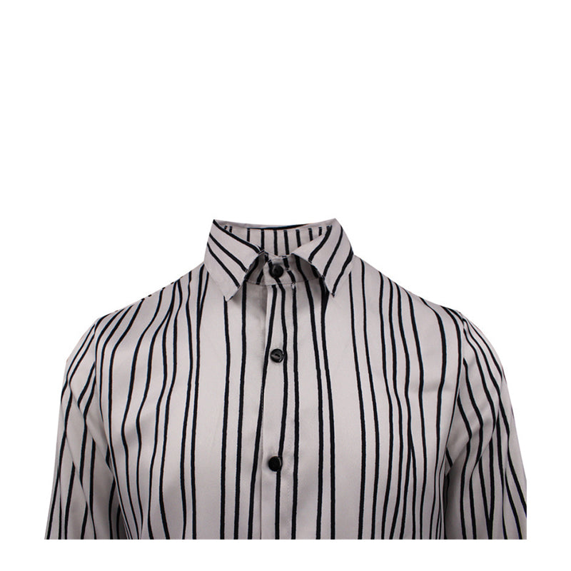 Beetlejuice Gray Green and Black Striped Suit Halloween Party Cosplay Costume - Image 10