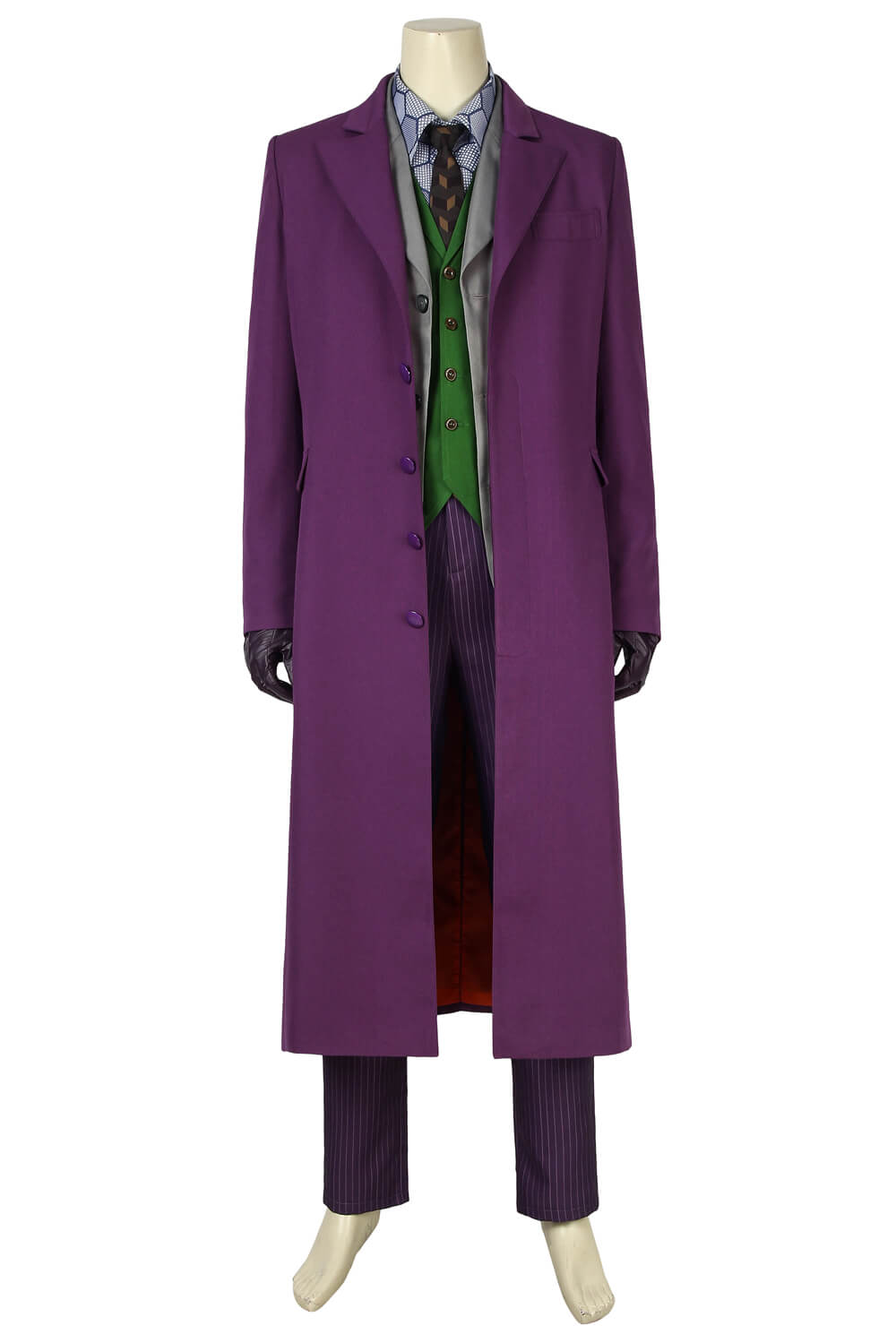The Dark Knight Batman Joker Clown Purple Coat Cosplay Men Halloween Costume - Image 2
