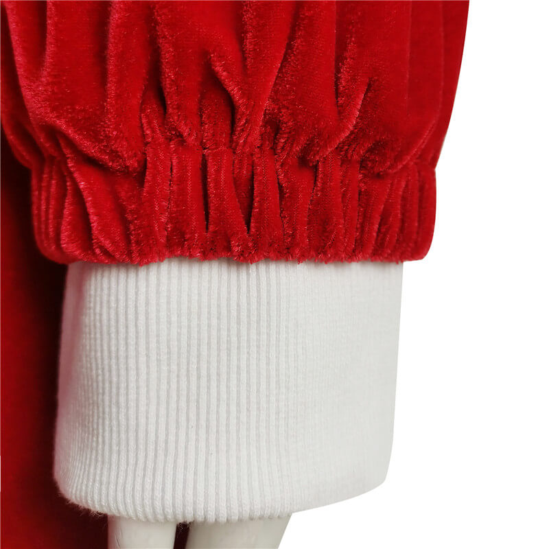 Women Christmas Dress Faux Warm Dress Long Sleeves Round Collar Red Dress - Image 7