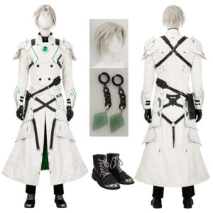 Young Sephiroth Cosplay Costume FF7EC Sephiroth Lethal Style Green Suit Leather Armor Version