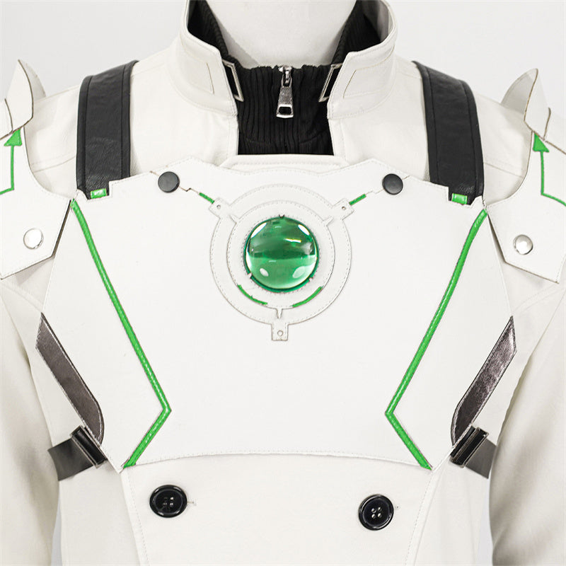 Young Sephiroth Cosplay Costume FF7EC Sephiroth Lethal Style Green Suit Leather Armor Version - Image 17