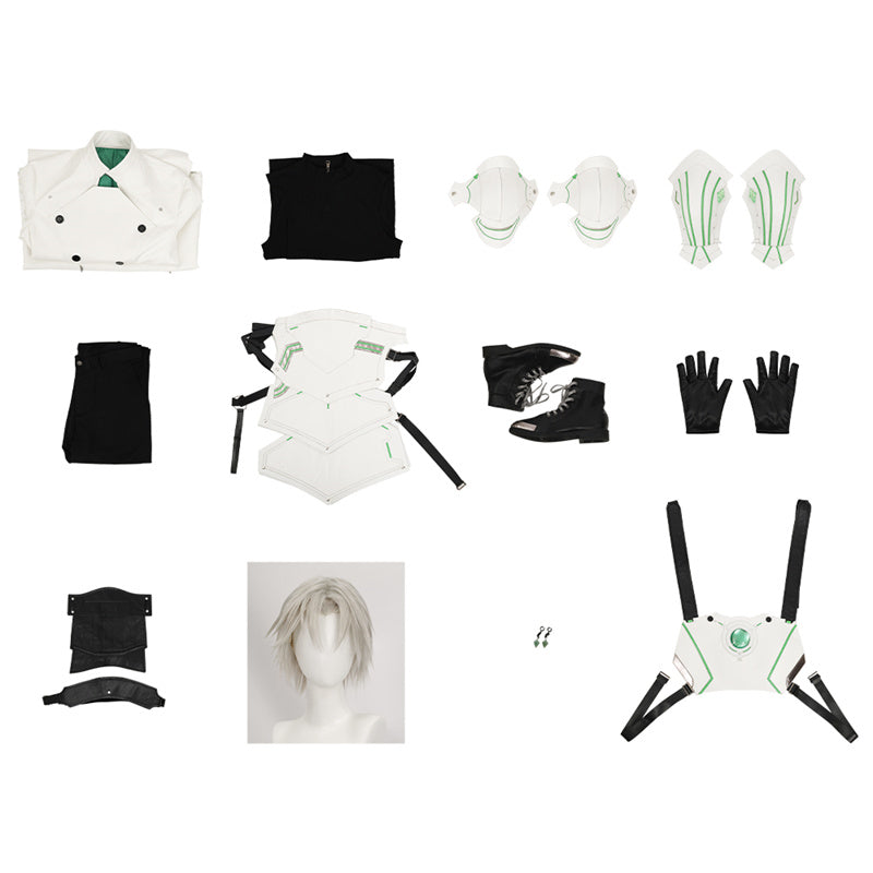 Young Sephiroth Cosplay Costume FF7EC Sephiroth Lethal Style Green Suit Leather Armor Version - Image 13