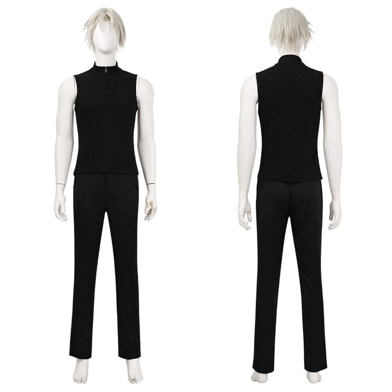 Young Sephiroth Cosplay Costume FF7EC Sephiroth Lethal Style Green Suit Leather Armor Version - Image 7