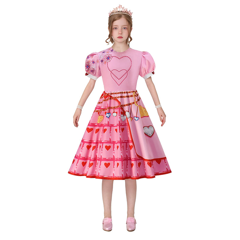 Descendants Young Queen of Hearts Kids Pink Dress Halloween Party Cosplay Costume - Image 2