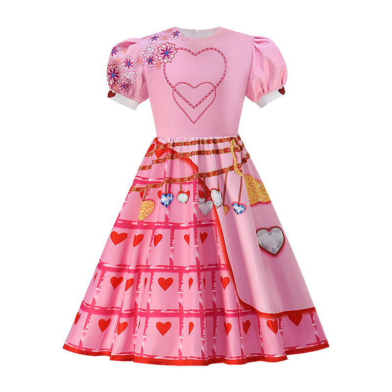 Descendants Young Queen of Hearts Kids Pink Dress Halloween Party Cosplay Costume - Image 3