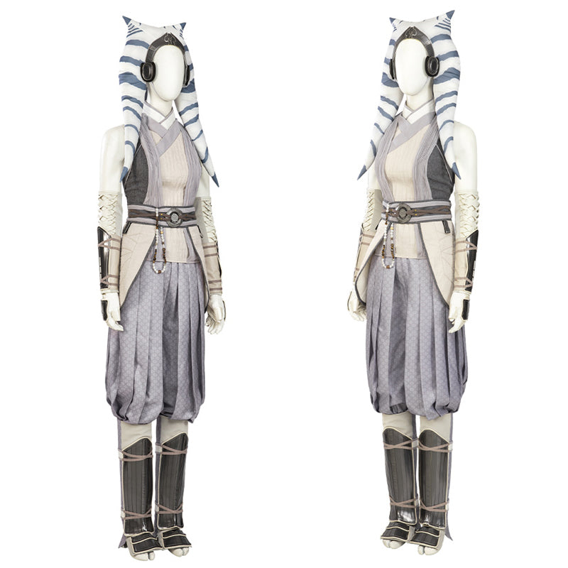 Ahsoka White Suit Star Wars Ahsoka Season 1 Cosplay Costume Headwear Cloak Full Set - Image 3