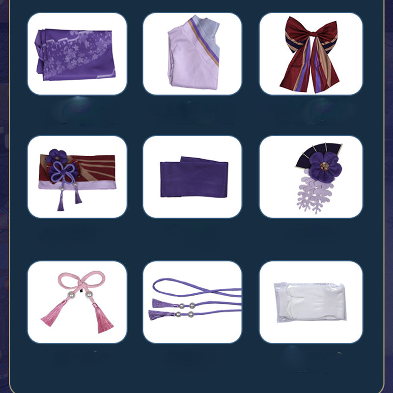 Genshin Impact Raiden Shogun Costume Gameplay Baal Cosplay Dress Purple Kimono Zhen Version - Image 4