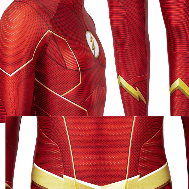 Barry Allen Cosplay The Flash Season 6 Costume Superhero Jumpsuit For Kids - Image 4