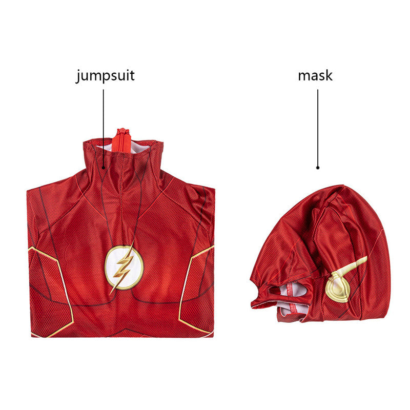 Barry Allen Cosplay The Flash Season 6 Costume Superhero Jumpsuit For Kids - Image 5