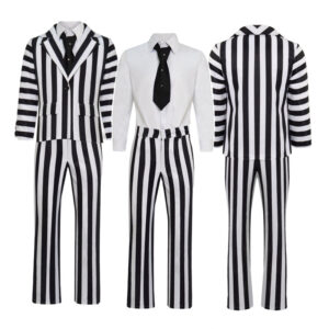 Beetlejuice Adam Maitland Cosplay Costume Black White Striped Suit Halloween Party Suit