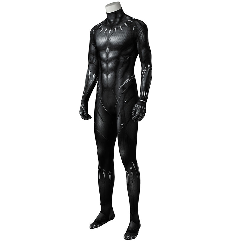 Black Panther Costume T'Challa Cosplay Superhero Jumpsuit Superman Black Suit - Image 2