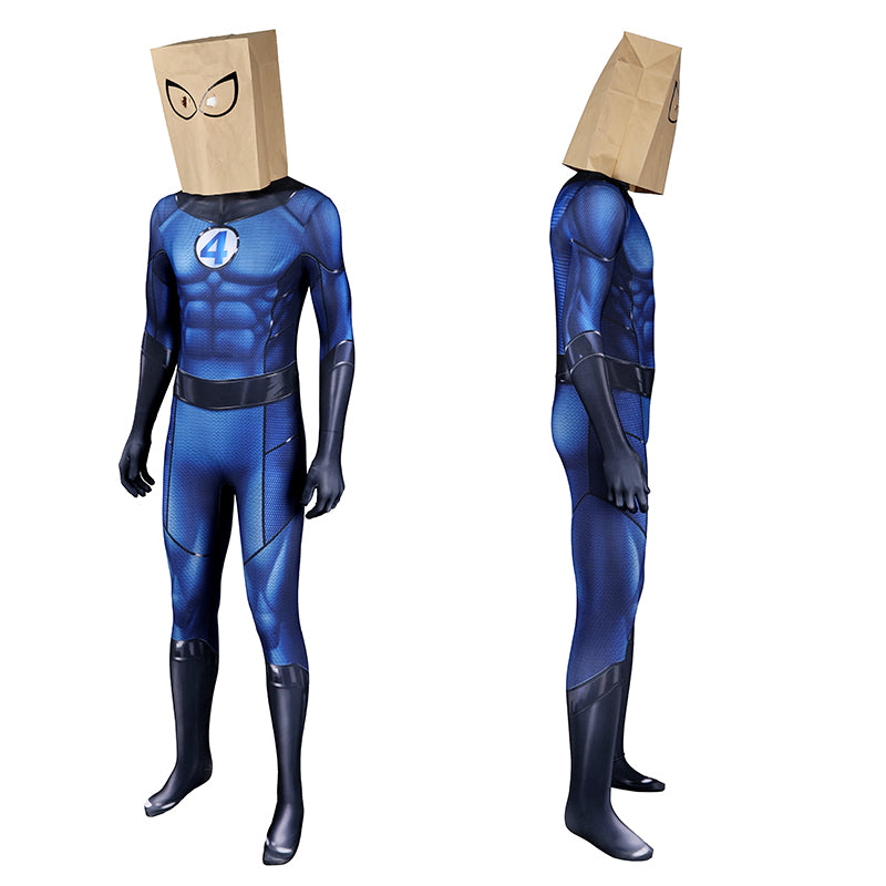 Bombastic Bag-Man Cosplay Suit Spiderman PS5 Costumes Halloween Blue Jumpsuit - Image 3