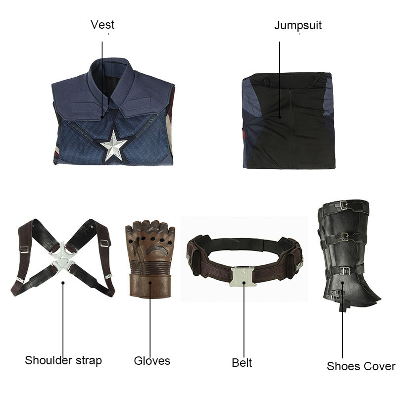 Captain America Costume Avengers 4 Civil War Steven Rogers Cosplay Superhero Battle Suit - Image 8