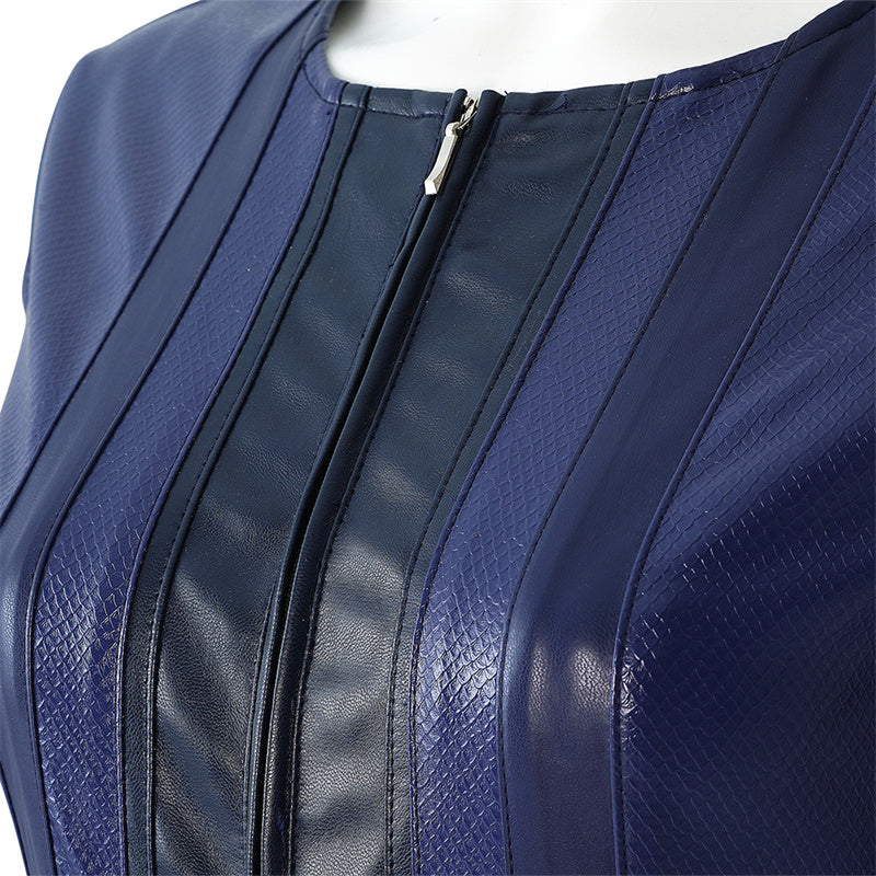 2022 Captain Marvel Carol Danvers Cosplay Costume Superhero Supergirl Battle Suit Blue Bodysuit - Image 10