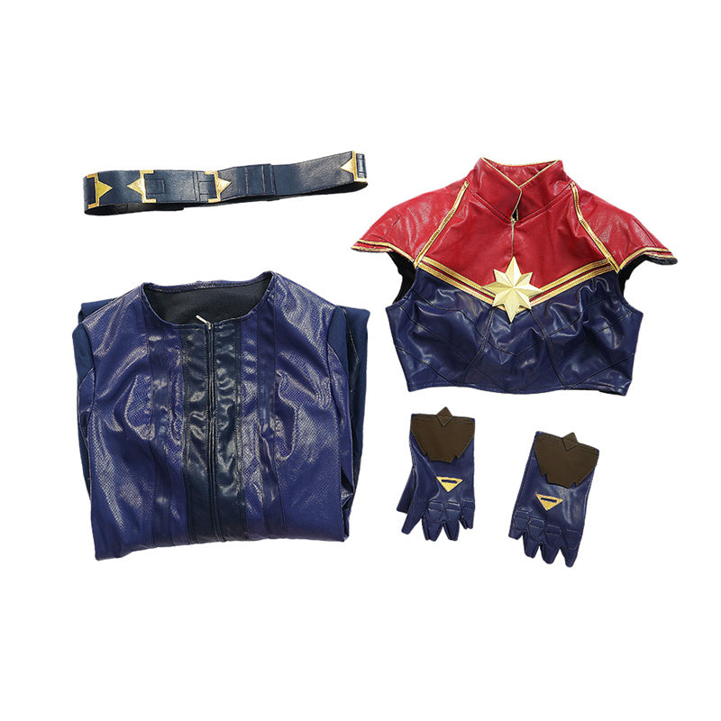 2022 Captain Marvel Carol Danvers Cosplay Costume Superhero Supergirl Battle Suit Blue Bodysuit - Image 11