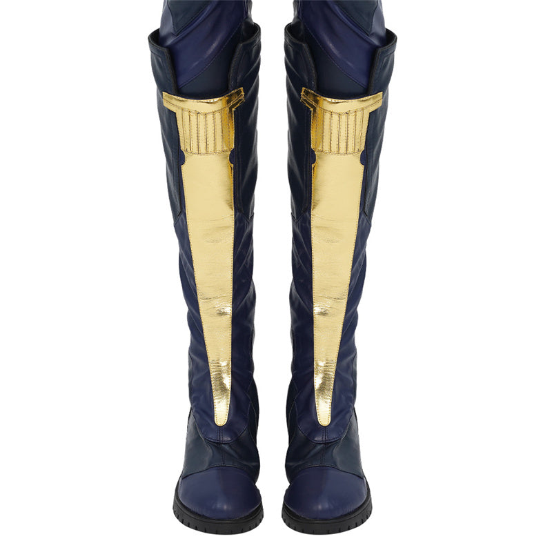2022 Captain Marvel Carol Danvers Cosplay Costume Superhero Supergirl Battle Suit Blue Bodysuit - Image 13